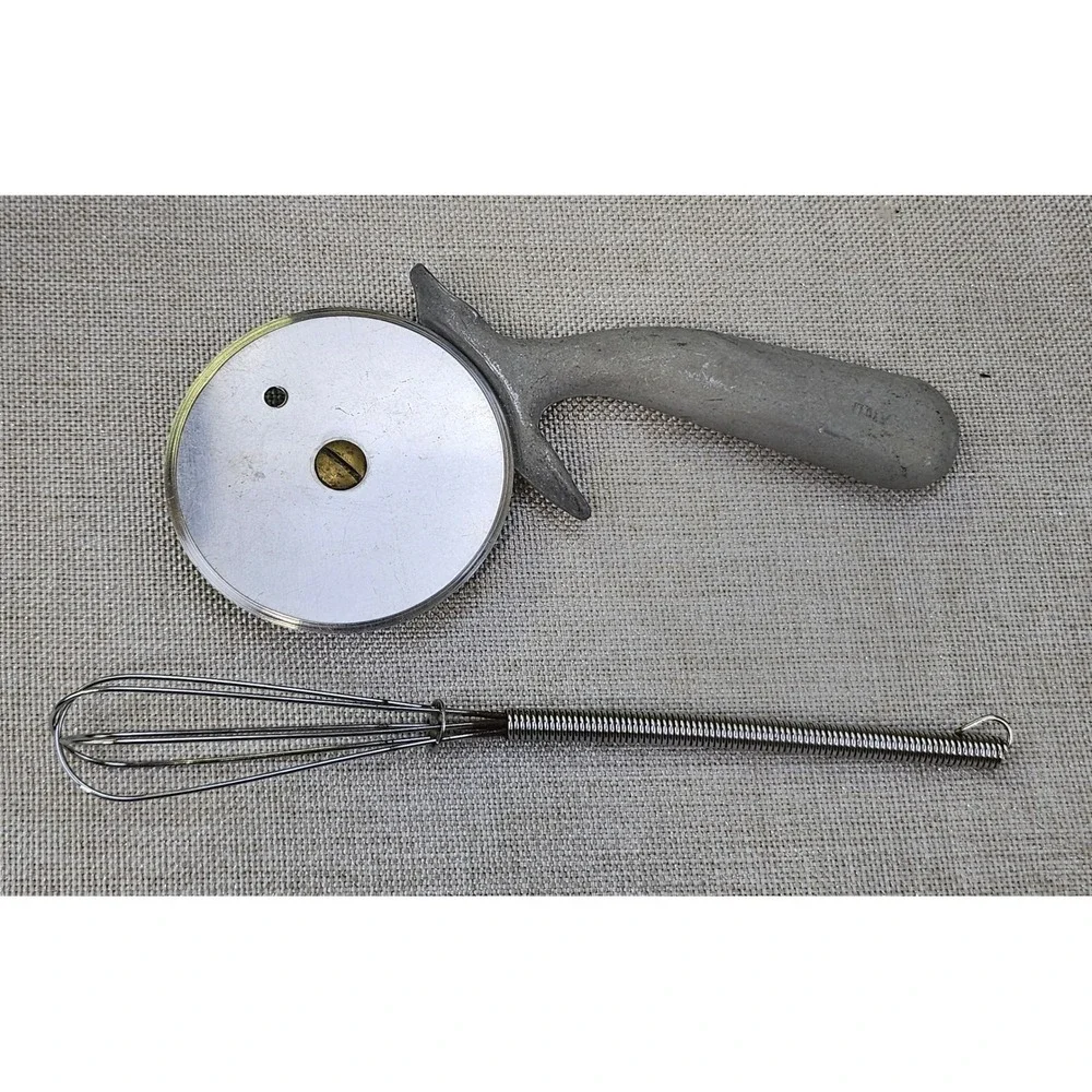 Vintage Aluminum Kitchen Tool Lot 8pc Juicer Apple Slicer Nutcracker Whisk Retro